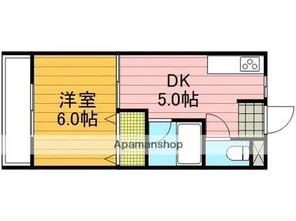 葵ハイツ(1DK/1階)の間取り写真