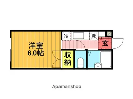 宮田ハイツ(1K/1階)の間取り写真