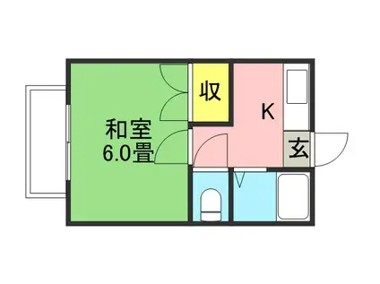 リトルハイツⅡ(1K/2階)の間取り写真