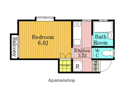 サンライズ芝(1K/2階)の間取り写真
