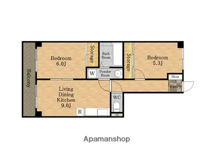 テラスサイド浦和(2LDK/2階)の間取り写真