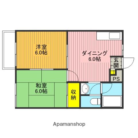 フジハイツB棟(2DK/1階)の間取り写真