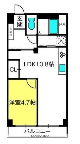 蕨中央マンション(1LDK/5階)の間取り写真