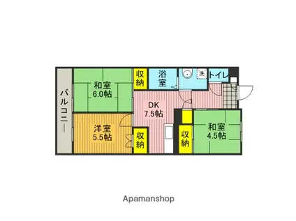 グリーンシャイン芝(2LDK/1階)の間取り写真