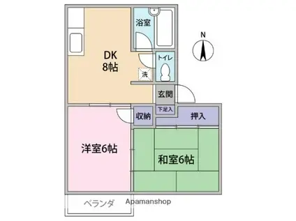 エリタージュ(2DK/2階)の間取り写真