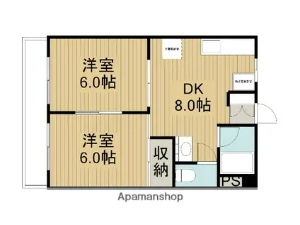 ローズハイツ笹目(2DK/3階)の間取り写真