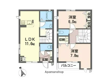 キャットスクエアA(2LDK/1階)の間取り写真