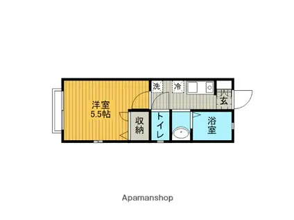 レアルコートⅢ(1K/2階)の間取り写真