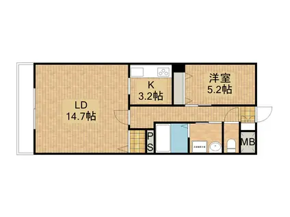 グランド・ソレイユ根岸(1LDK/2階)の間取り写真