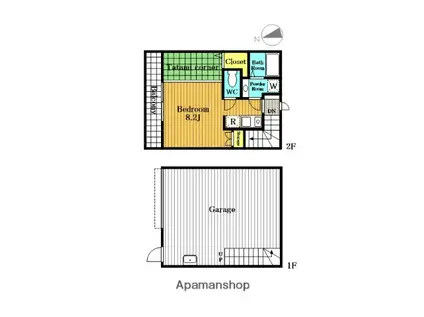 アールガレージ浦和東Ⅰ(1K)の間取り写真