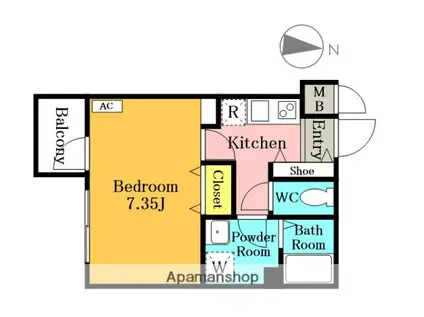 GENOVIA蕨(1K/1階)の間取り写真