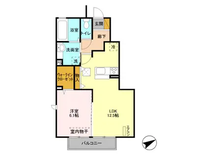 ボンヌール(1LDK/1階)の間取り写真