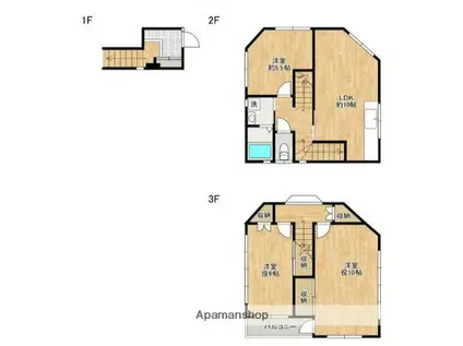 京浜東北・根岸線 蕨駅 徒歩22分 3階建 築32年(3LDK)の間取り写真