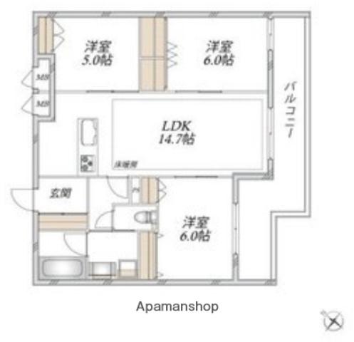 領家プライムコートⅡ(3LDK/3階)の間取り写真