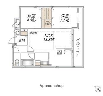 領家プライムコートⅠ(2LDK/2階)の間取り写真