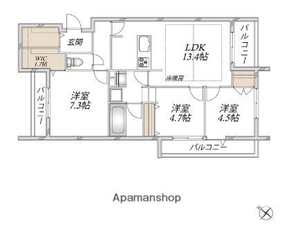 領家プライムコートⅠ(3LDK/2階)の間取り写真