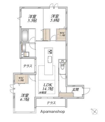 領家プライムコートⅠ(3LDK/3階)の間取り写真