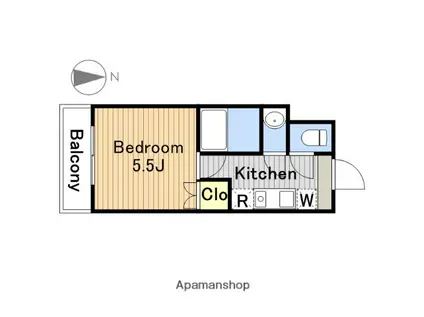 蕨テラス(1K/2階)の間取り写真