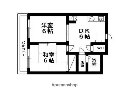 エルムハイツ(2DK/3階)の間取り写真