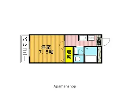 キューブフラット(1K/2階)の間取り写真