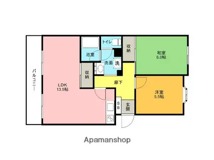 第五黒須マンション(2LDK/1階)の間取り写真