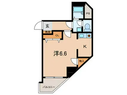 ビルクリバラ(1K/4階)の間取り写真