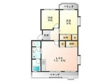 ドゥ・シャトー・ブラン3番館(2LDK/4階)の間取り写真