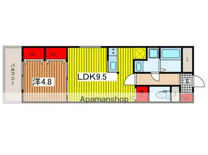 LIVELE FINE 大成町(1LDK/1階)の間取り写真