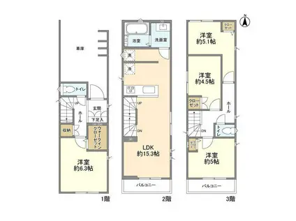川越線 日進駅(埼玉) 徒歩14分 3階建 築3年(4LDK)の間取り写真