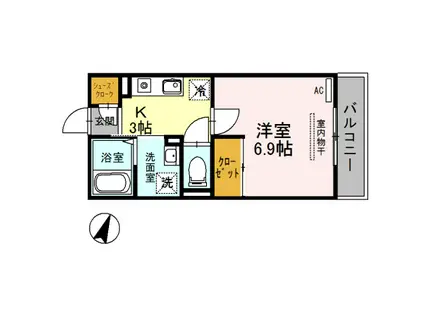 プリムヴェール弐十五番館(1K/3階)の間取り写真