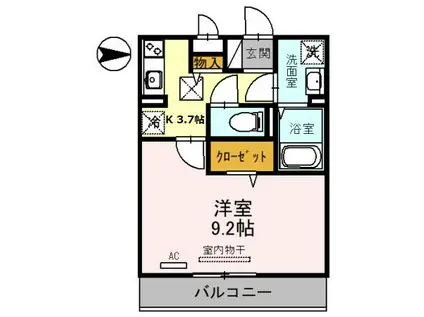 FLORESTA日進(1K/2階)の間取り写真