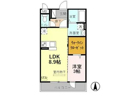トレビナ与野本町(1LDK/3階)の間取り写真