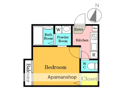 シャルマン指扇(1K/1階)の間取り写真