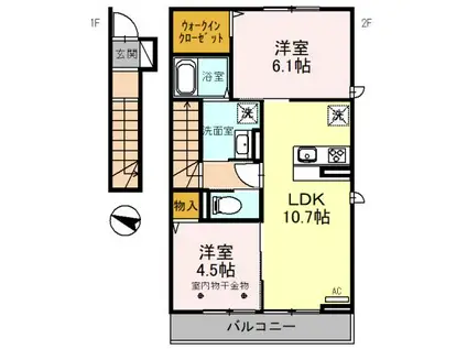 メゾンコスモス(2LDK/2階)の間取り写真