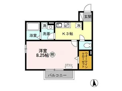 ア・ラ・モード ミシマ(1K/2階)の間取り写真