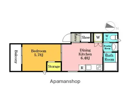 ハピネスアイル大宮(1DK/3階)の間取り写真