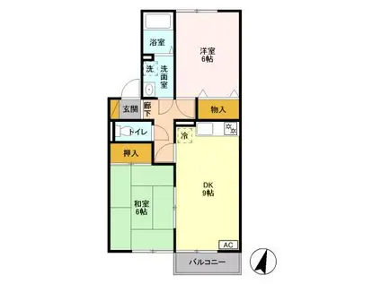 ヴァレンサ氷川A/B(2DK/1階)の間取り写真