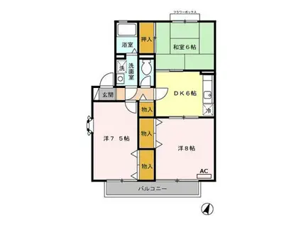 ドミール神田参番館(3DK/2階)の間取り写真