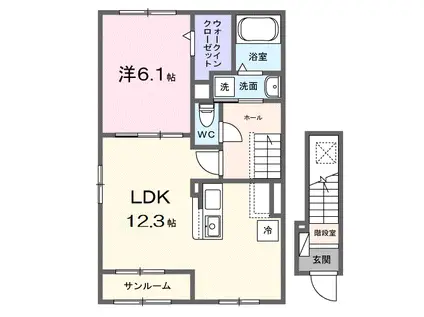 オルタンシア・チェーロ(1LDK/2階)の間取り写真
