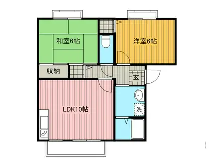 プリムヴェール弐番館(2LDK/2階)の間取り写真