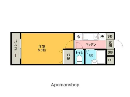 京浜東北・根岸線 大宮駅(埼玉) 徒歩7分 6階建 築27年(1K/2階)の間取り写真