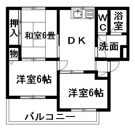 サンヴァリーⅡ(3DK/3階)の間取り写真