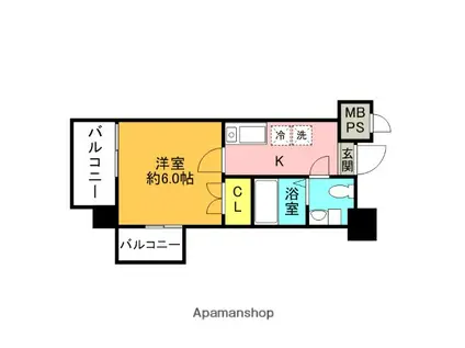 ドゥーエ川口(1K/9階)の間取り写真