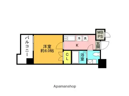 ドゥーエ川口(1K/1階)の間取り写真