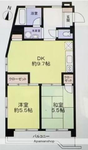 キャニオンマンション川口(2DK/4階)の間取り写真