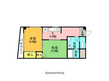 陶石ハウス(2K/2階)の間取り写真