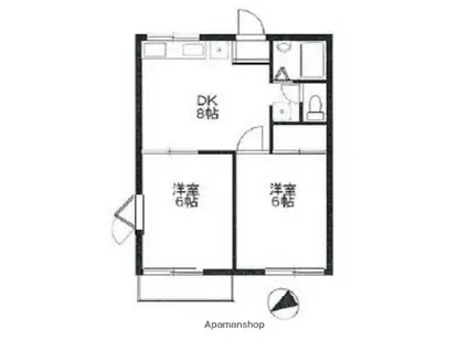 メゾン・マドレーヌ(2DK/1階)の間取り写真