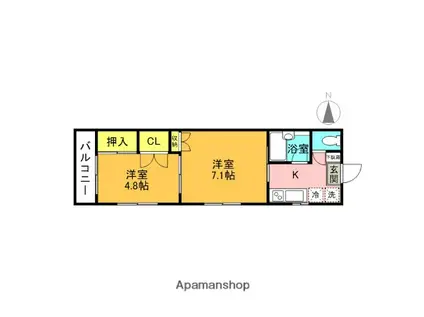 ミレハイム(2K/2階)の間取り写真