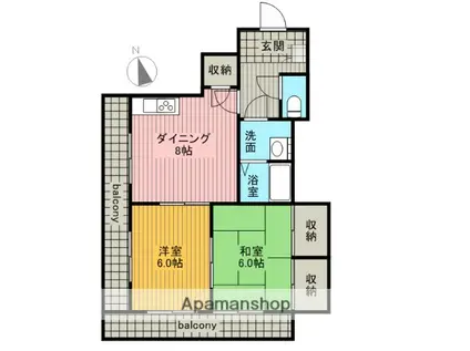 サン・サイプレス(2DK/3階)の間取り写真