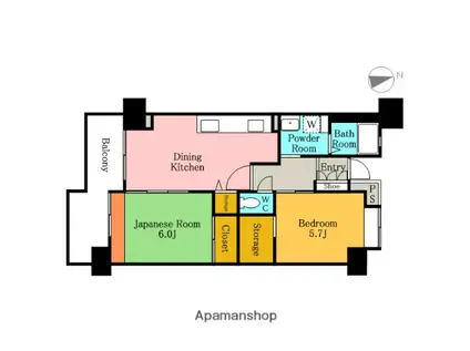 コーポレート川口栄町(2DK/7階)の間取り写真